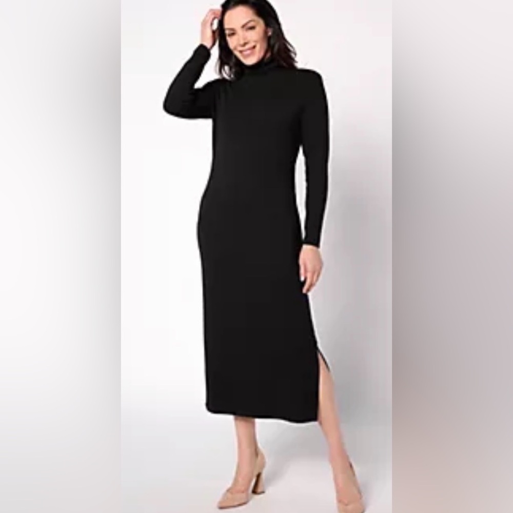 NWT Women with Control Shaping Dress, Black, Size Petite Large